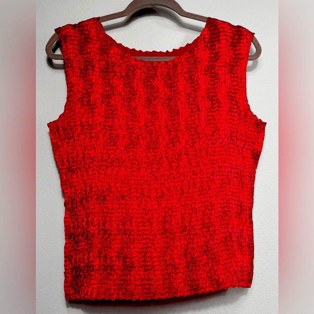 RAFAEL Red Smocked Sleeveless Tank Top